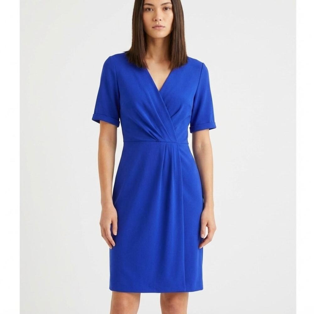 Gerard Darel Short Sleeve V-neck Dress Cobalt Royal Blue Size 36 / 4 Office
